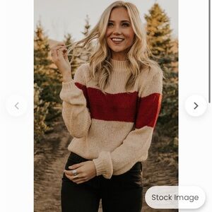 Roolee Wisconsin Knit Neck Sweater in FireBrick
